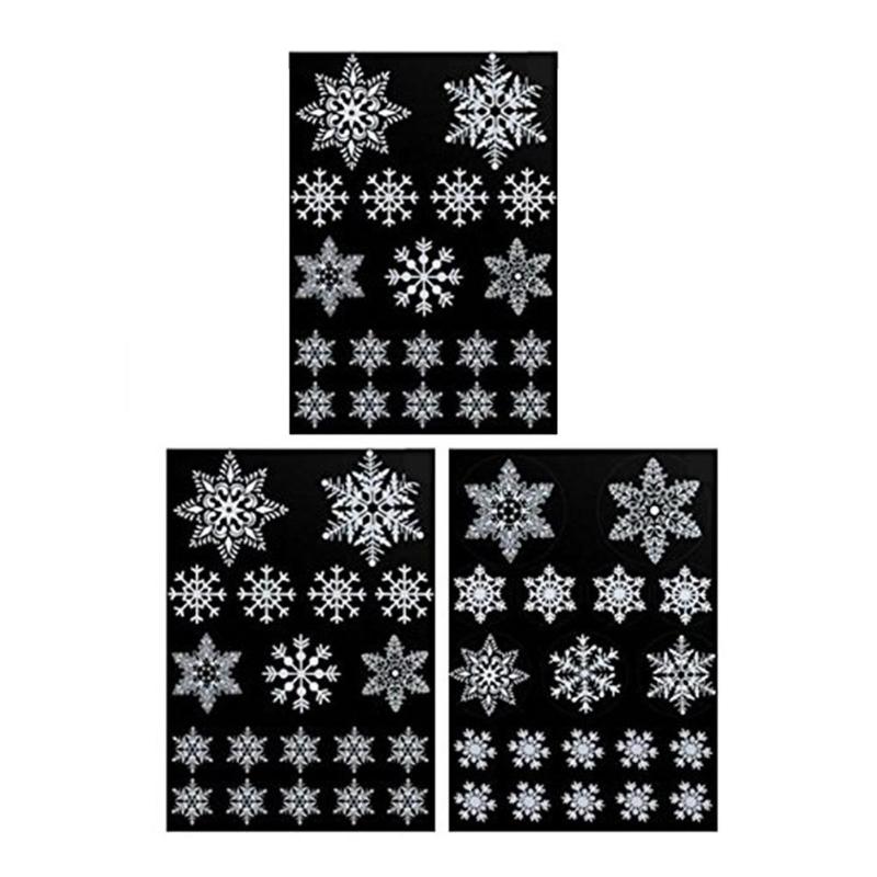 57pcs Sneeuwvlok Raamsticker Winter Muurstickers Kinderkamer Kerst Decoraties voor Huis Jaar Levert: Default Title