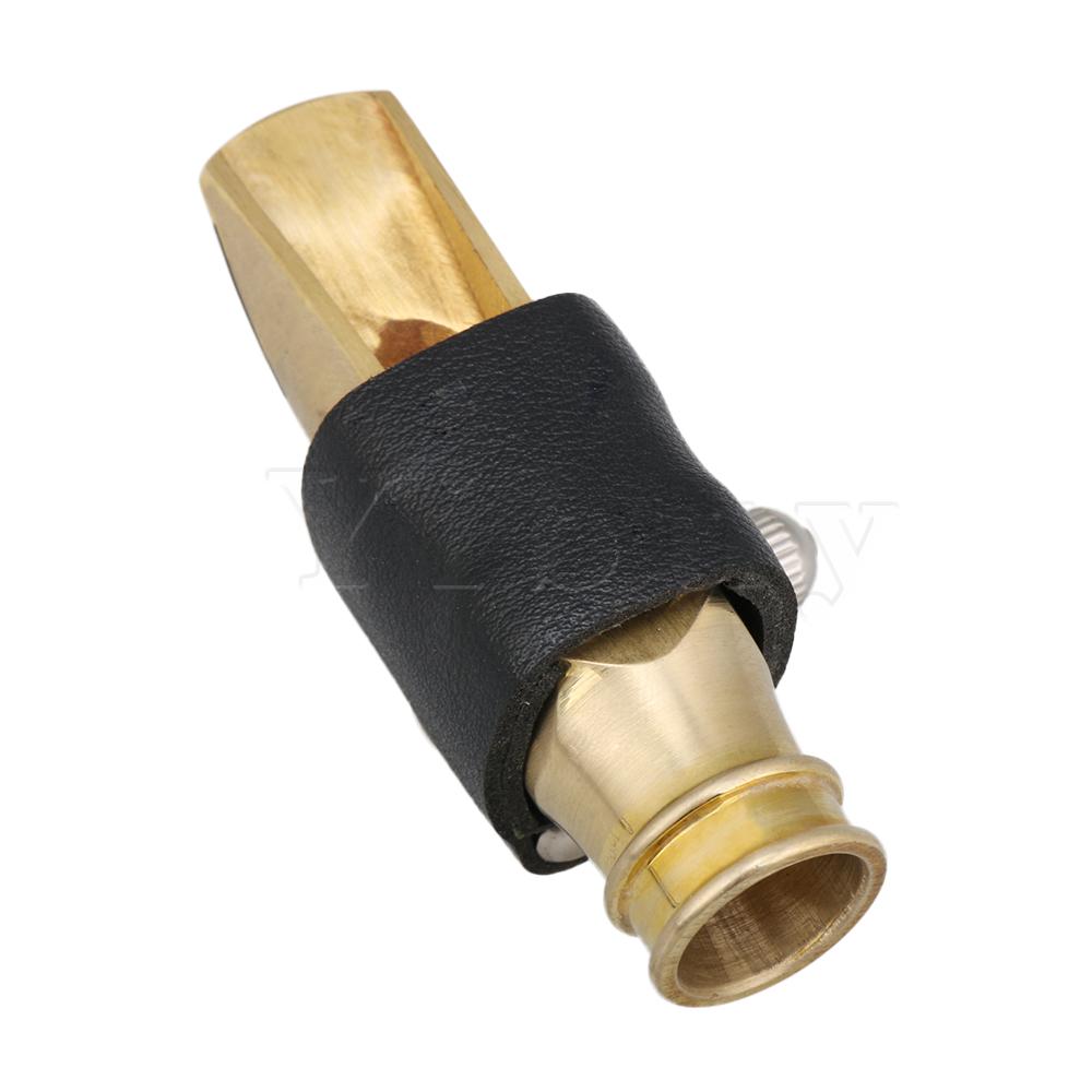 Yibuy gouden sopraansaxofoon 9#  saxofoon mondstuk met kunstleren ligatuur