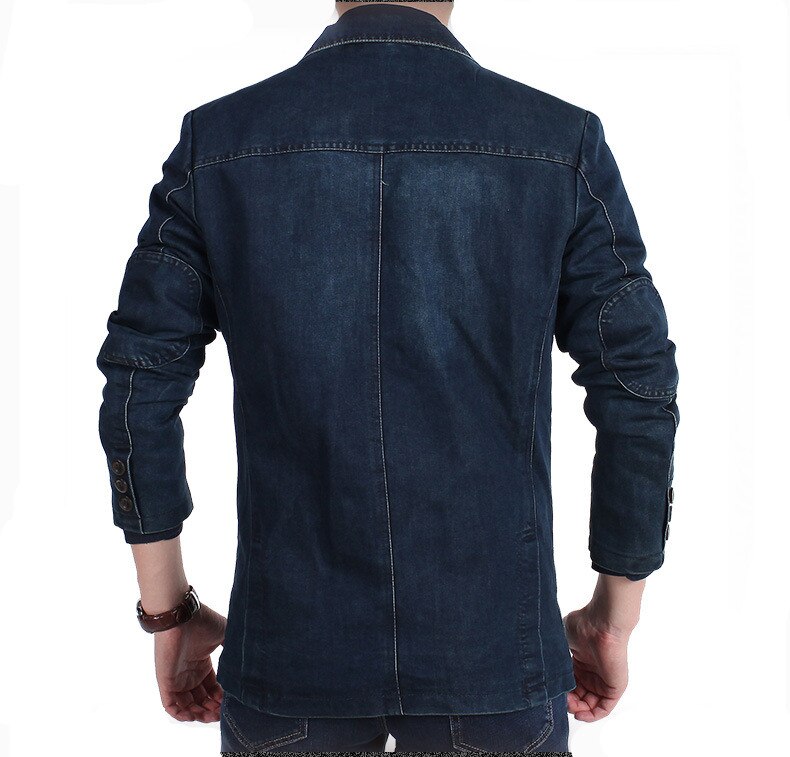 Casual herr kostymer jackor slim fit herrrockar kläder plus size m -4xl höst vinter jeans blazer herr bomull denim smart