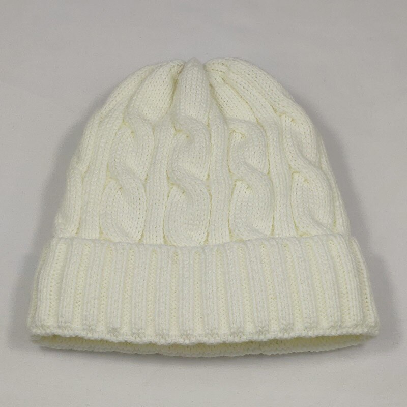 Varm vinter skull cap fleece indeni kvinder hatte kabel strikkede huer neon gul hvid sort rød neon orange farver