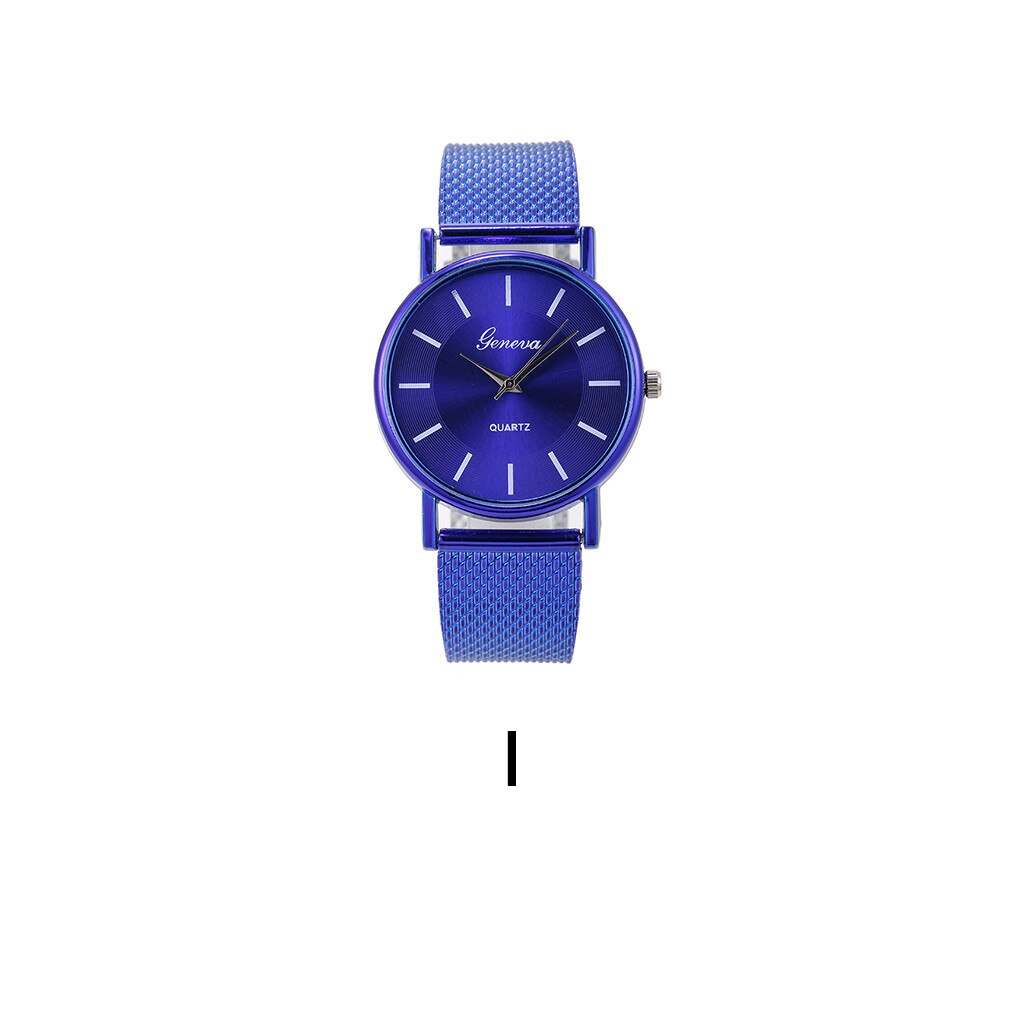 Quartz Montre Loisirs Sangle Femme Haut De gamme En Verre Bleu Vie Imperméable Mesdames Décontracté Simplicité Rond Montres: I