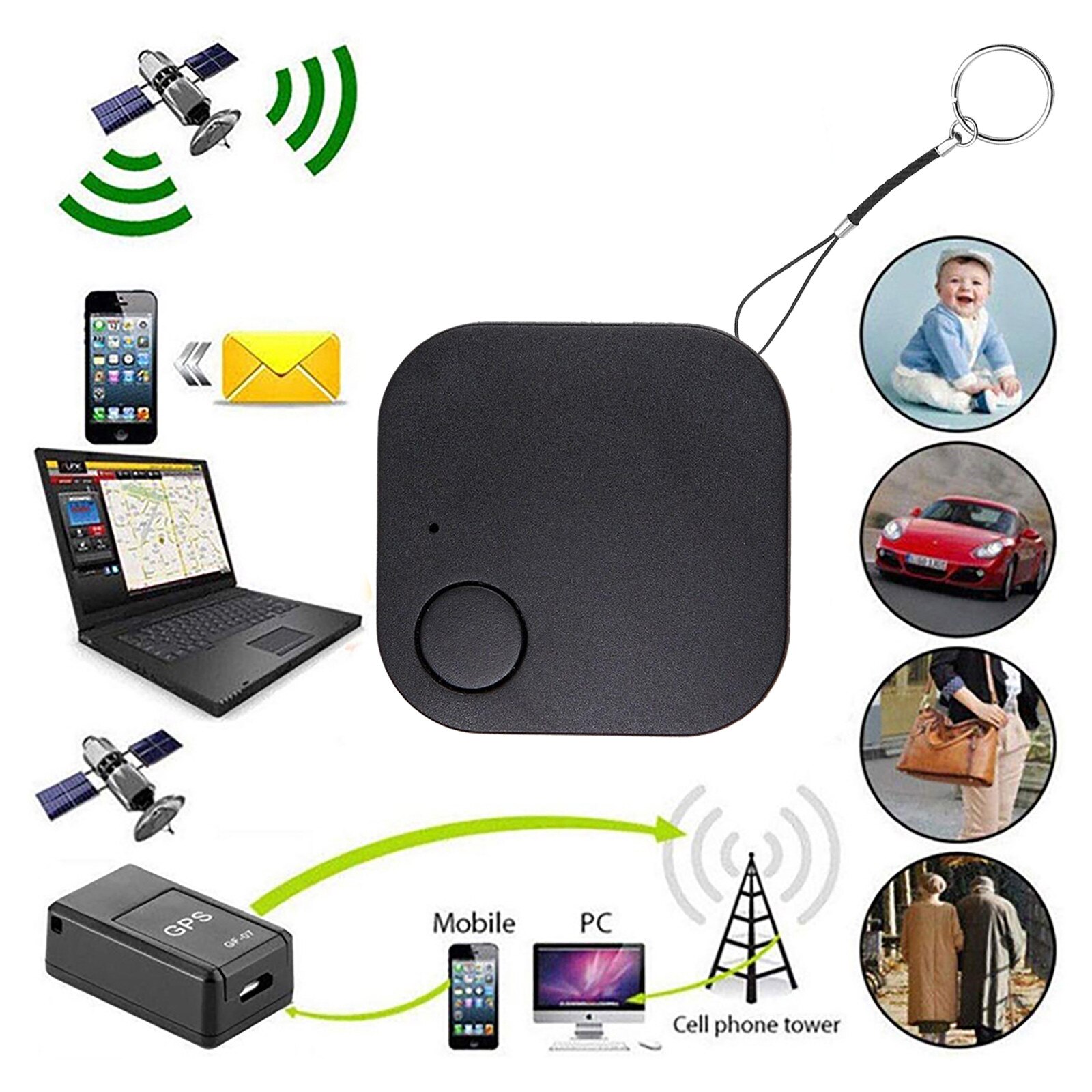 Mini sporingsenhed kat hund kæledyr tracker placering vandtæt anti-tabt smart aktivitet trackers bluetooth nøgle finder gps locator