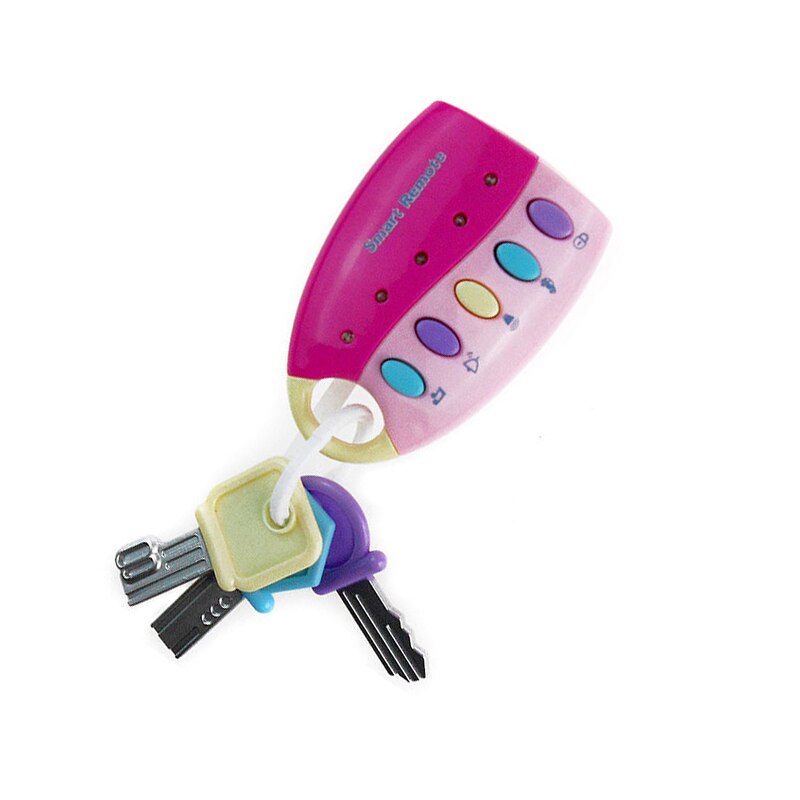 Musical Car Key Model Toy Flash Music Smart Remote Several Car Voices Pretend Play Baby Kids Toys for Children Girls Boys: pink