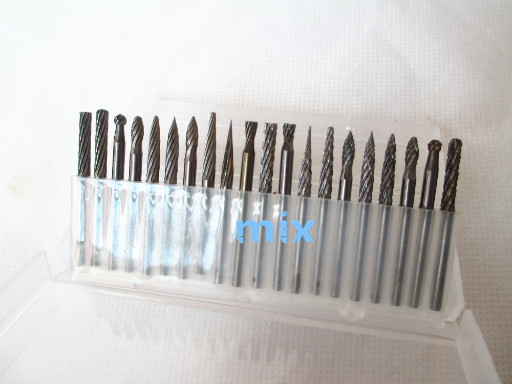 Jeu de limes rotatives en carbure de tungstène, 3mm, 20 pièces, pour outil Dremel, gravure sur bois