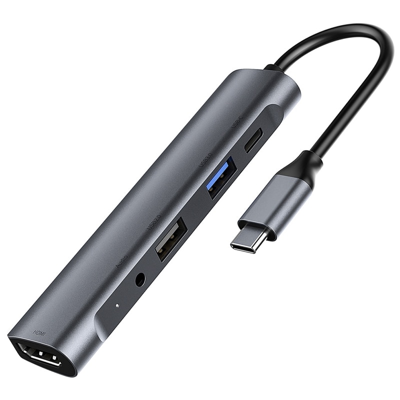 Usb c hub 5 in1 converter adapter met 4k hdmi usb c usb 3.0 -poorten  pd 60w oplaad-o-aansluiting voor pc pro: Default Title
