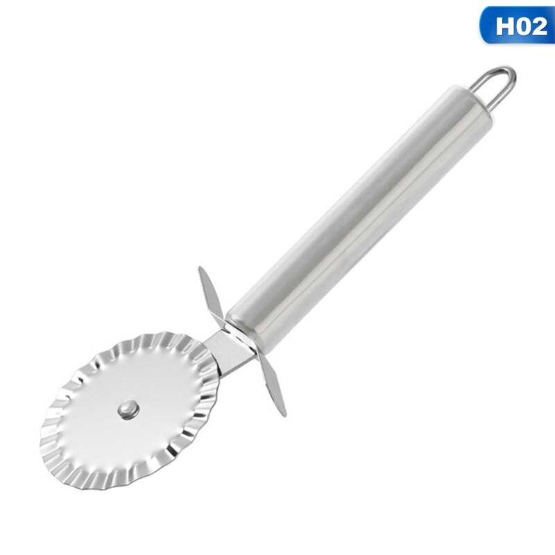 Pizzasnijder Dubbele Roller Pizza Mes Cutter Gebak Pasta Deeg Crimper Keuken Pizza Gereedschap: 02