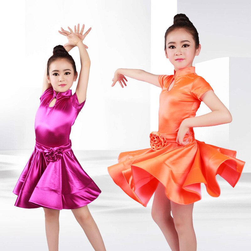 Nuevos vestidos de baile latino niñas niños baile de salón práctica trajes Rumba Samba Spandex brillante puesta en escena vestidos