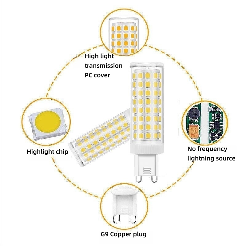 Lámpara LED G9 más brillante AC220V 5W 7W 9W 12W bombilla LED de cerámica SMD2835 foco blanco cálido/frío reemplaza la luz halógena
