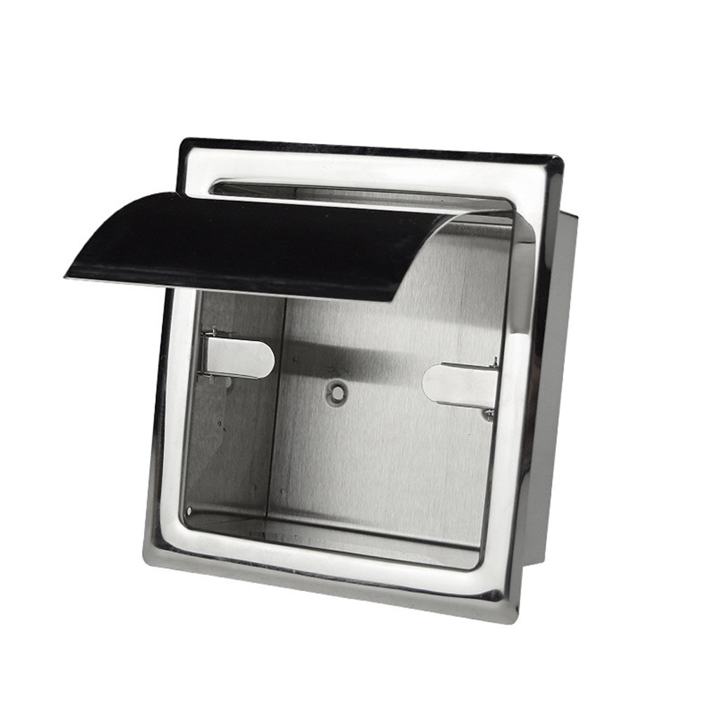 Toilet Paper Holder Bathroom Kitchen Wall Mounted Flush Type Stainless Steel Paper Tissue Rack, Roller Insert: B