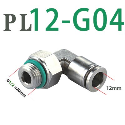 304 stainless steel joint trachea quick coupling 1/8&quot; 1/4&quot; 3/8&quot; 1/2&quot; BSP pneumatic quick coupling elbow male thread G thread: PL12-G04