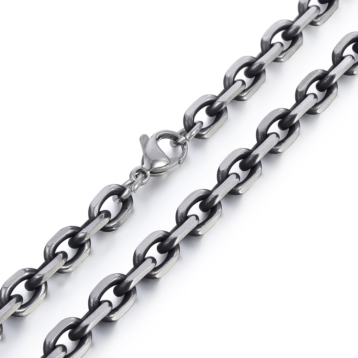 Trendsmax Cut Kabel Link Ketting Jongens Mens Chain Rvs Gunmetal Tone 6mm KKN498