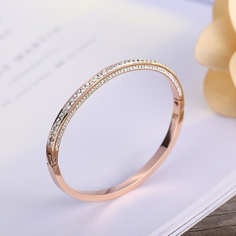 Zircon Bracelet Classic Simple Women's Bracelet Romantic Bridal Party Wedding Accessories Popular Jewelry Bracelet: Rose gold