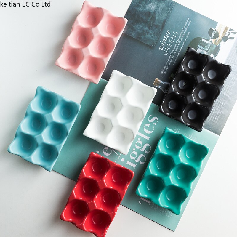 1 Pcs 6 Grids Ei Houder Keramische Anti-Slip Eierdoos Koelkast Shockproof Ei Lade Houder Opbergdoos Thuis opslag Organisatie