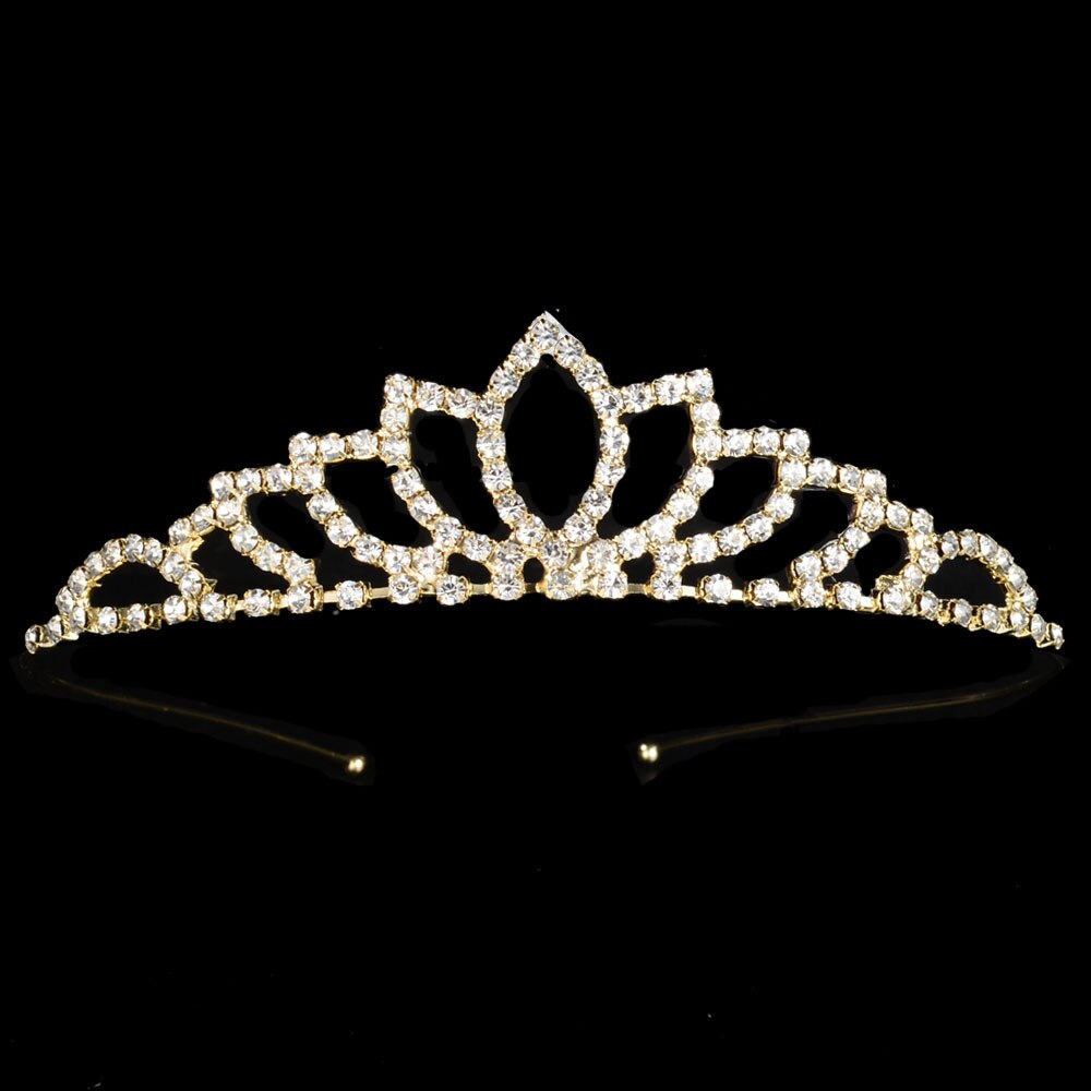 Tiara księżniczki czerwona niebieska korona panny młodej kwiaty na ślub ślubne na włosy akcesoria dla dzieci biżuteria do włosów Prom Party: 9 gold
