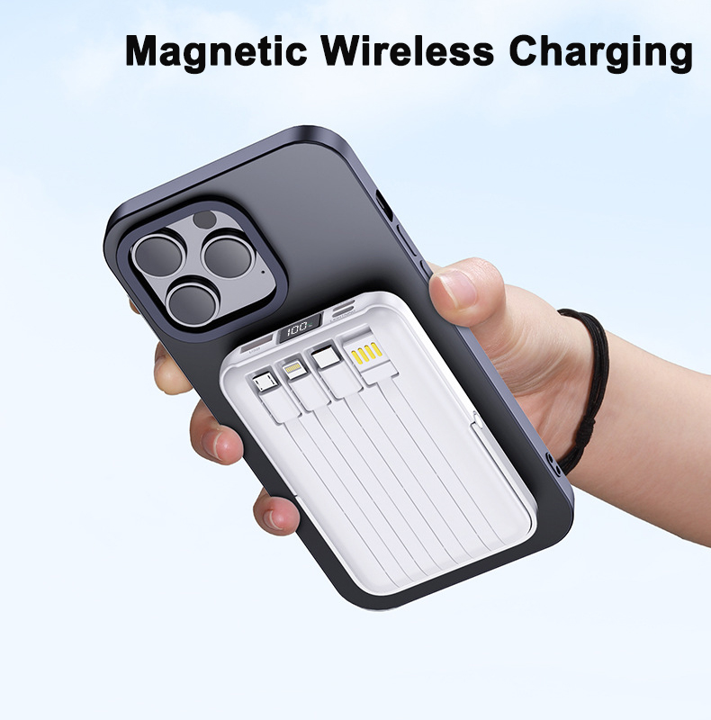 200000mAh Magnetic Wireless Power Bank with Phone Holder Portable Charger Fast Charging Battery for IPhone Magsafe PowerBank