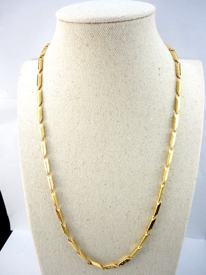 EcooLin 22,06 zoll Bambus Gold Edelstahl Kette 56 cm Durchmesser 3,8mm Nie verblassen Halsketten Für Frauen Schmuck LR531