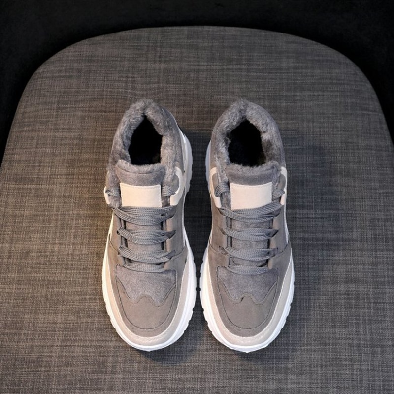 Dames laarzen sneakers winterschoenen platform sneakers pluche bont binnenkant veter dames casual schoenen laarzen