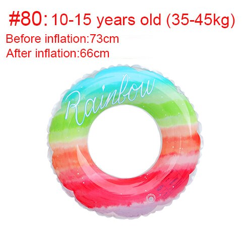 Anneau de natation gonflable pour adultes, cercle de natation féerique en Pvc épaissi avec motif arc-en-ciel, sous les aisselles, jouets pour bébés et enfants: 73cm