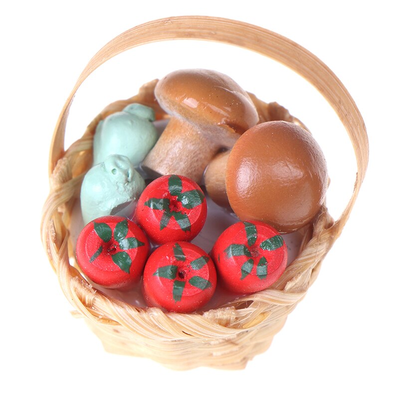 Eetkamer Fruit Groenten Bamboe Mand Voedsel Poppen Miniatuur Voedsel Speelgoed Kok Huis Miniatuur Accessoires