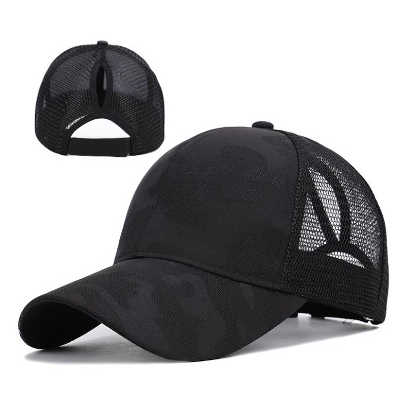 Doitbest Frauen Pferdeschwanz Baseball Kappe Frauen Hysterese Sommer Mesh Hut Weibliche HIp Hop Hüte Casual Einstellbare Outdoor Knochen: Black