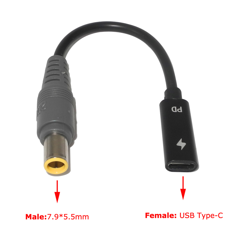 65W PD Type C USB 3.1 Power Adapter Cable Female to Power Connector Converter 4.0*1.35 5.5*2.5 4.5*3.0 4.0*1.7m: green