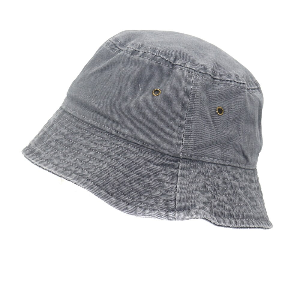 Kvinner løkkuppel folding utendørs sunhade bomull fiskere caps panama strandvasket denim bøttehatter: 4