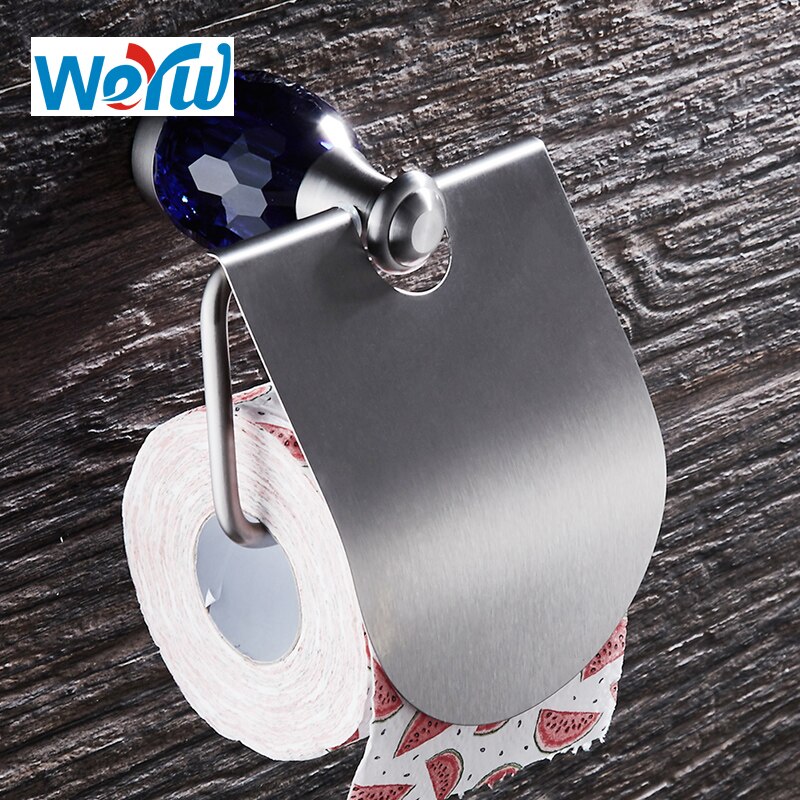 WEYUU Blue Crystal Bathroom Accessories Towel Bars ,Soap Basket,Robe Hooks,Towel Ring Stainless Steel Bathrooms Hardware Sets