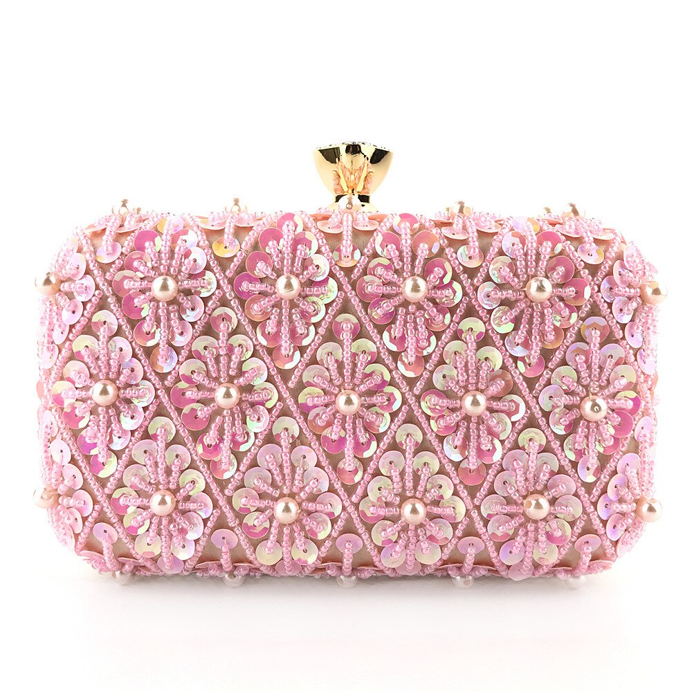 Handgemachte Pailletten Perlen Abend Tasche Silber Goldene Handgemachte Hochzeit Party Brautjungfer Telefon machen-hoch Schild Cluches Tasche: Rosa