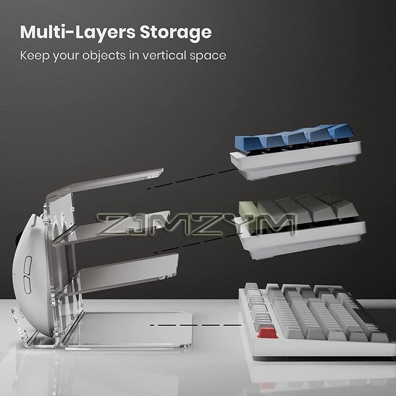 Tastatur-Maus-Schreibtisch-Organizer, Acryl, 3-stufig, Ständer, Rahmen, Regal, leichtes Tastatur-Aufbewahrungswerkzeug für sterben Ausstellung Ich bin Arbeitszimmer
