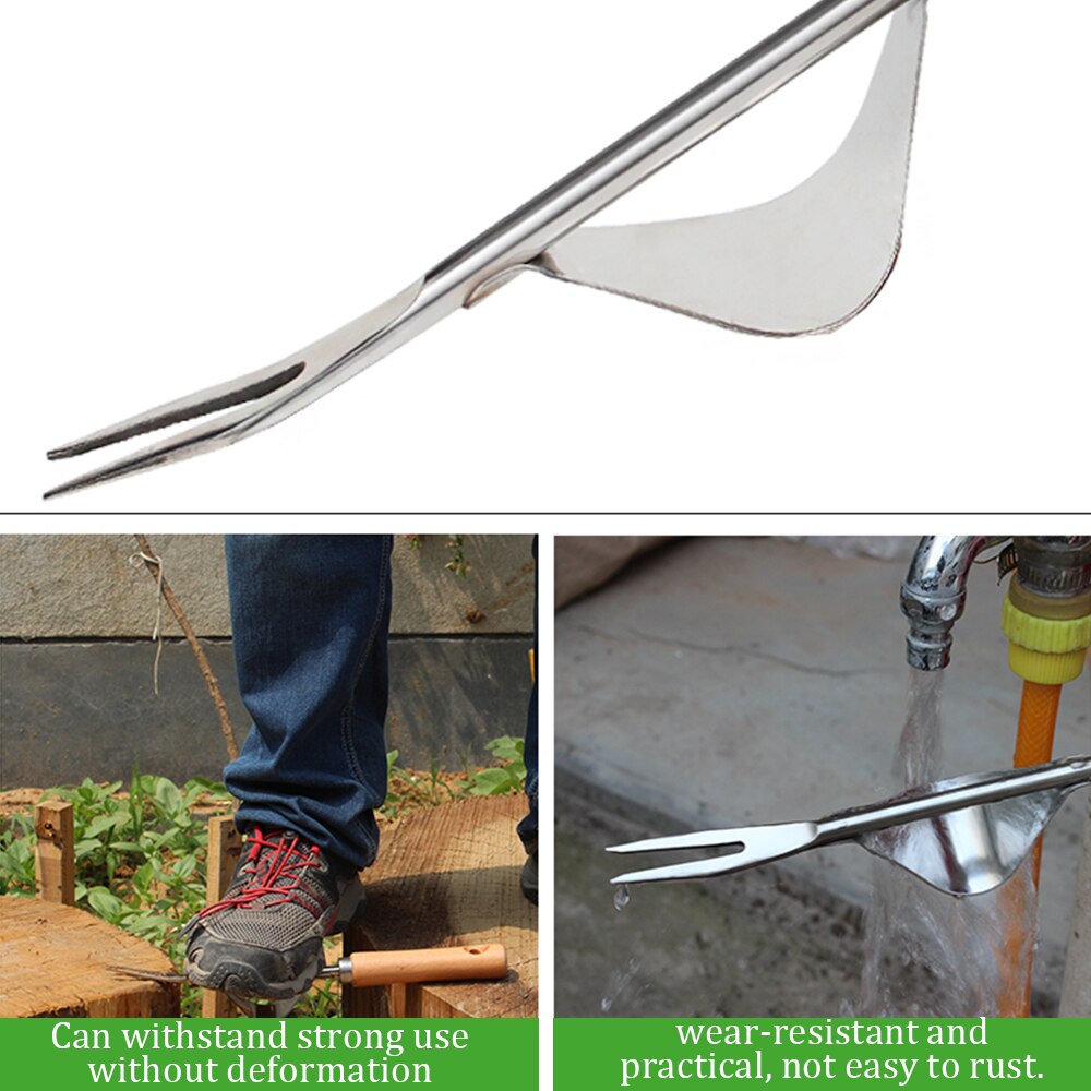 Stainless Steel Manual Weeding Fork Wood Handle Transplanting Digging Removing Taproot Tool Garden Planting Weeding Tools