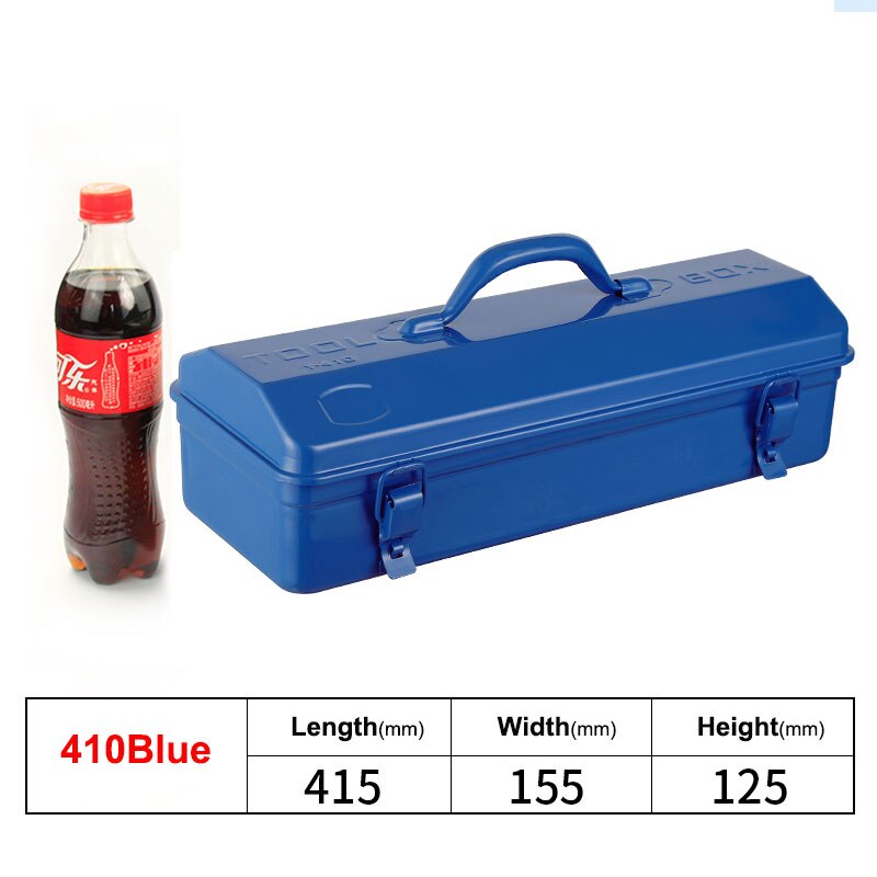 Boîte à outils valise professionnelle étanche organisateur vide fer à la maison grand rangement en métal boîte à outils Portable polyvalente: 410 blue