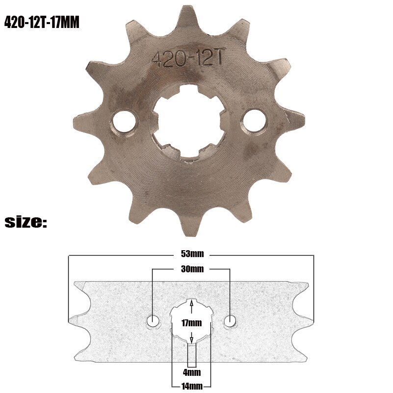 Pignon moteur avant moto 420 17mm 20mm 12 dents pour stomp upower dirt pit bike atv quad go kart cyclomoteur buggy scooter