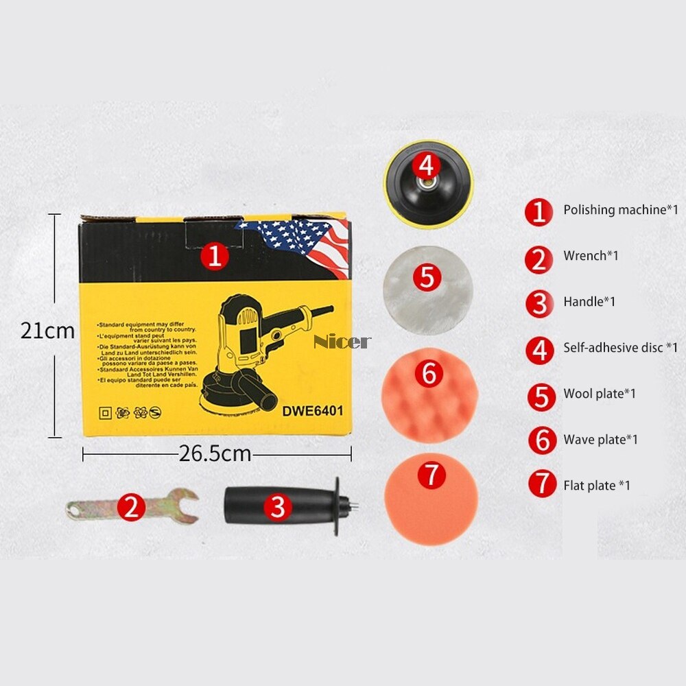 220V 3000rpm Electric Car Polisher Machine 700W Auto Polishing Machine Adjustable Speed Sanding Waxing Tools Car Accessories: Set 2