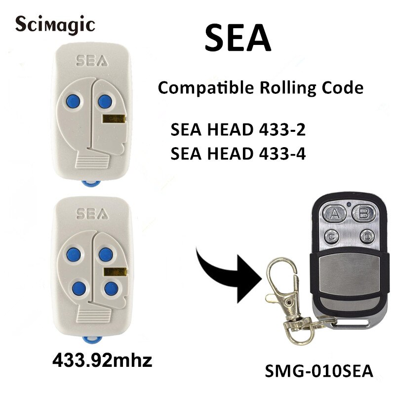 Garage door remote control for SEA HEAD 433-2, HEAD 433-4 433.92MHz transmitter replacement