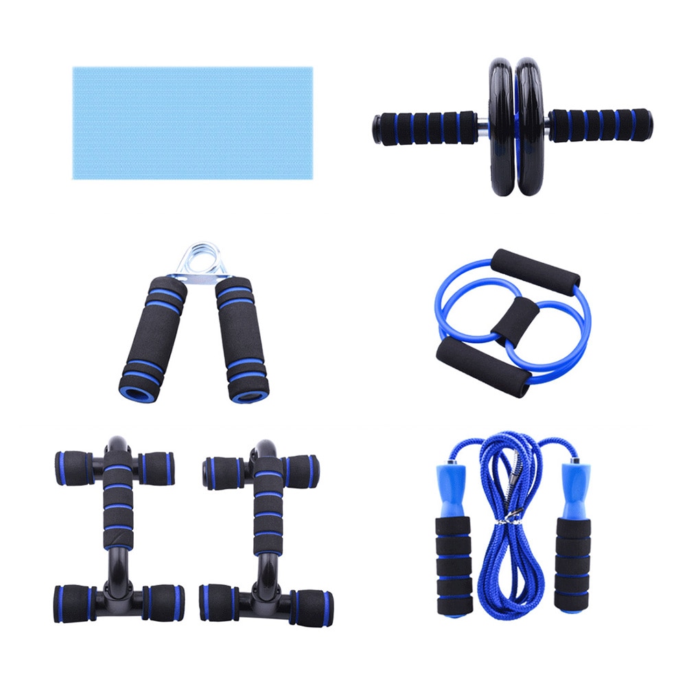 Muscle Exercise Equipment Abdominal Press Wheel Roller Home Fitness Equipment Gym Roller Trainer with Push UP Bar Jump Rope June