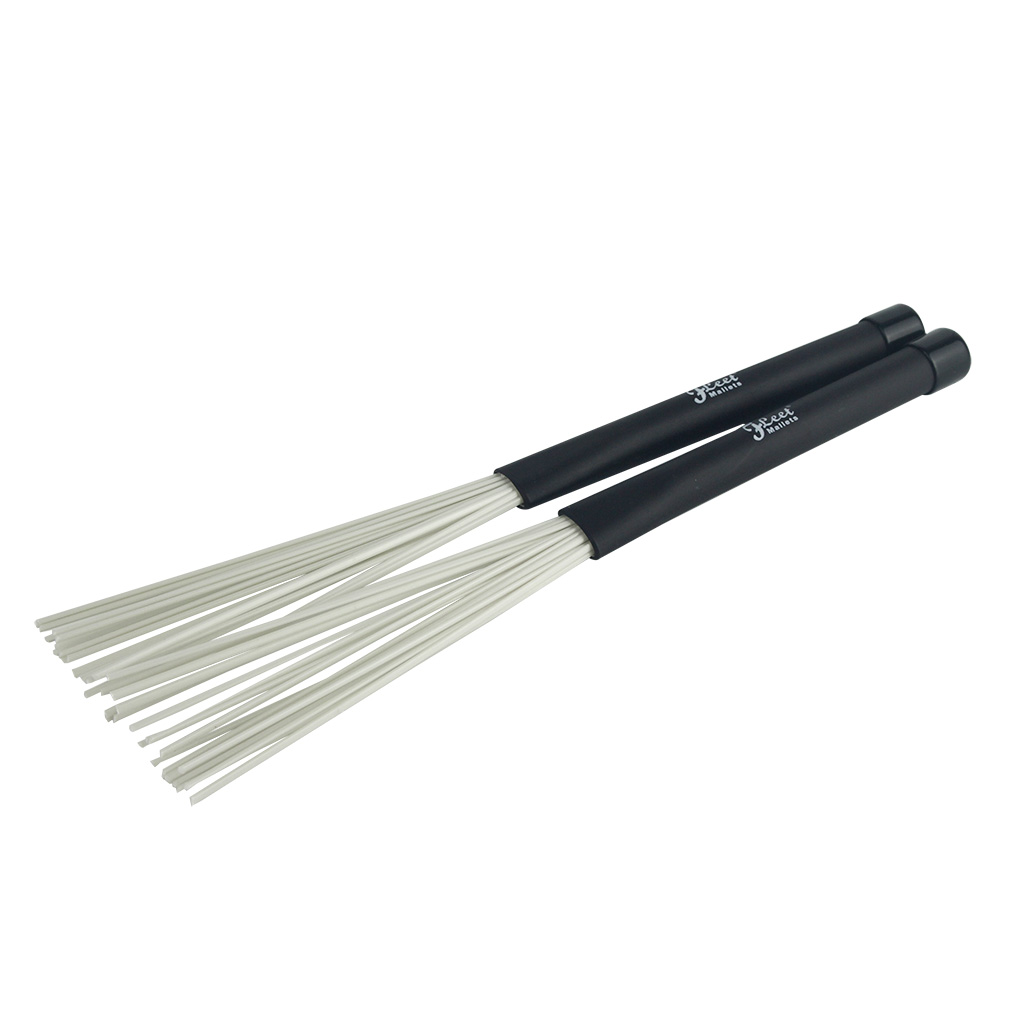 1 paar Nylon Intrekbare Drum Brushes Sticks met Zwart Rubberen Handvat Voor Jazz Drum Stok Muzikale Accessoires
