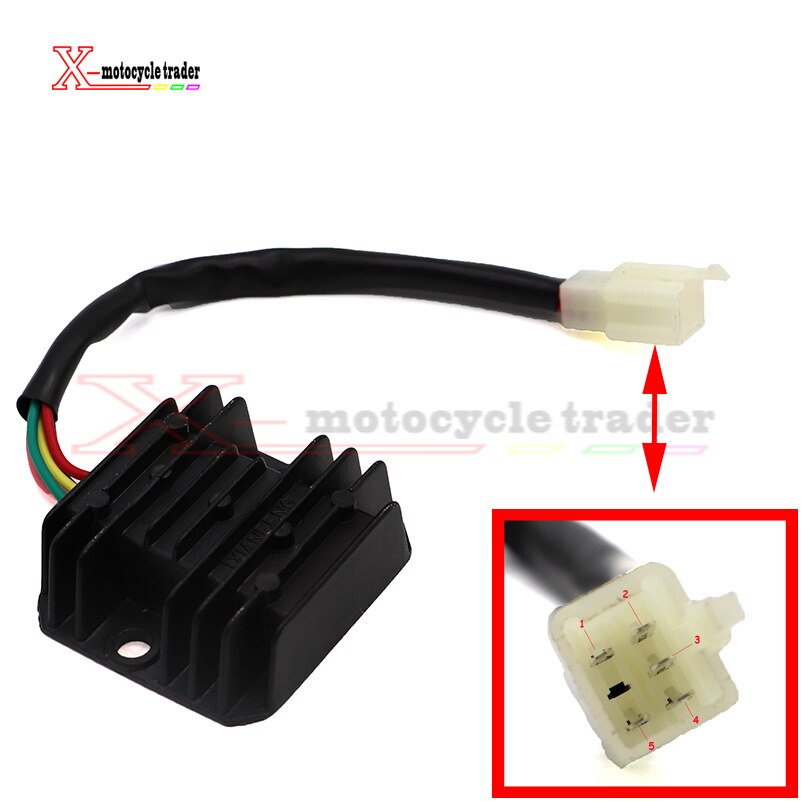 Moottoripyörä merkki 5 johdin jännitesäädin tasasuuntaaja 5 nastainen fxd  zj 12v gy6 skootteri atv 50cc 125cc 150cc