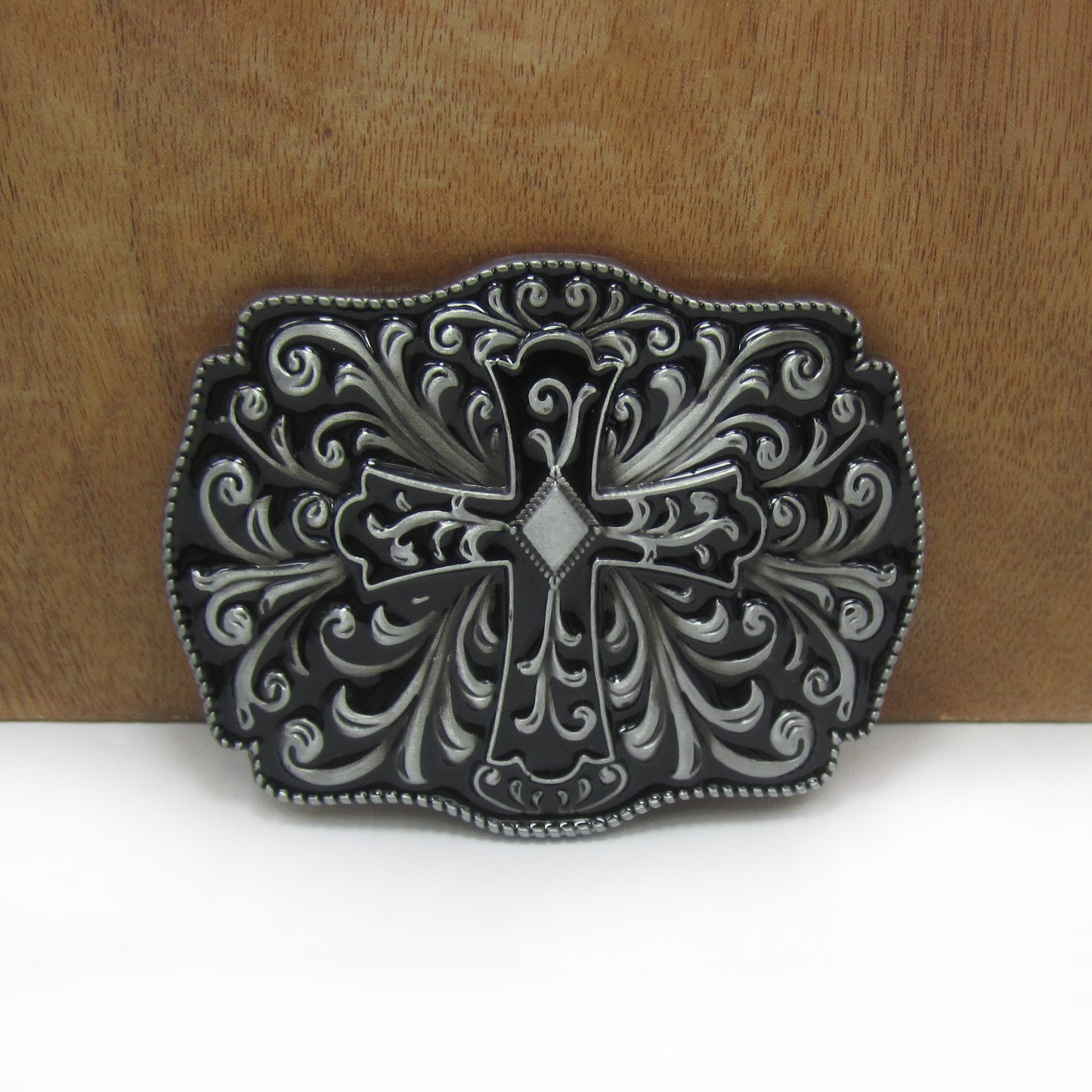 Buckle Club zinc alloy black cross belt buckle pewter finish FP-02889-2 Luxurious cowboy jeans belt buckle