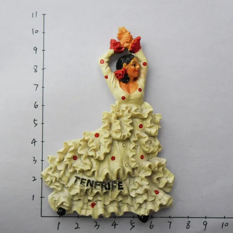 Magneet Tenerife Spanje Barcelona Toerisme Souvenirs Flamenco Danser Malaga Koelkast 3D Magnetische Stickers Ideeën