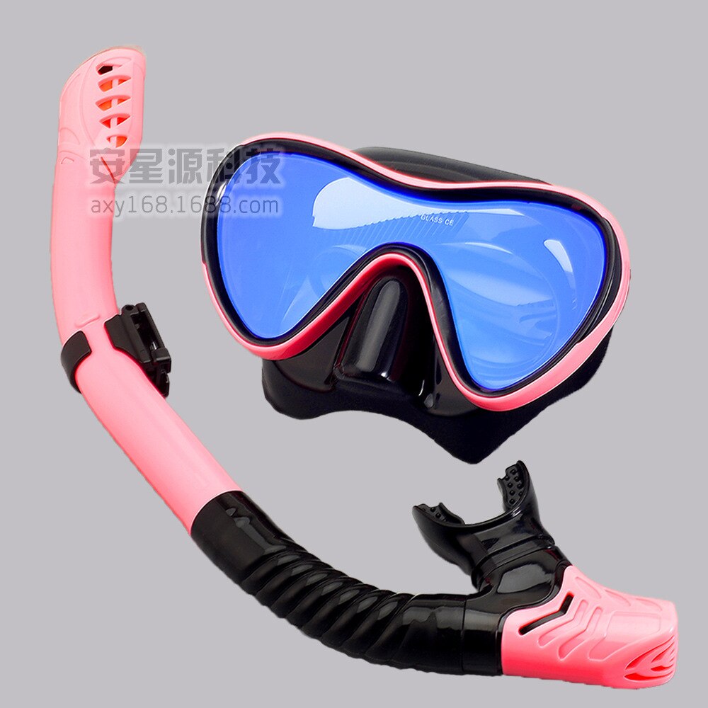 Underwater Anti-Fog Scuba Diving Goggles Mask Swimming Goggles Snorkling Diving Mask Adult Plating Breath Tube Set: Pink Black Blue