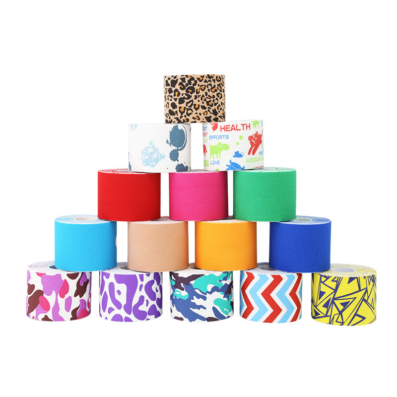 Bande de kinésiologie athlétique en coton élastique coloré, bande de protection des muscles du genou et des épaules, pour la récupération et le soulagement de la douleur