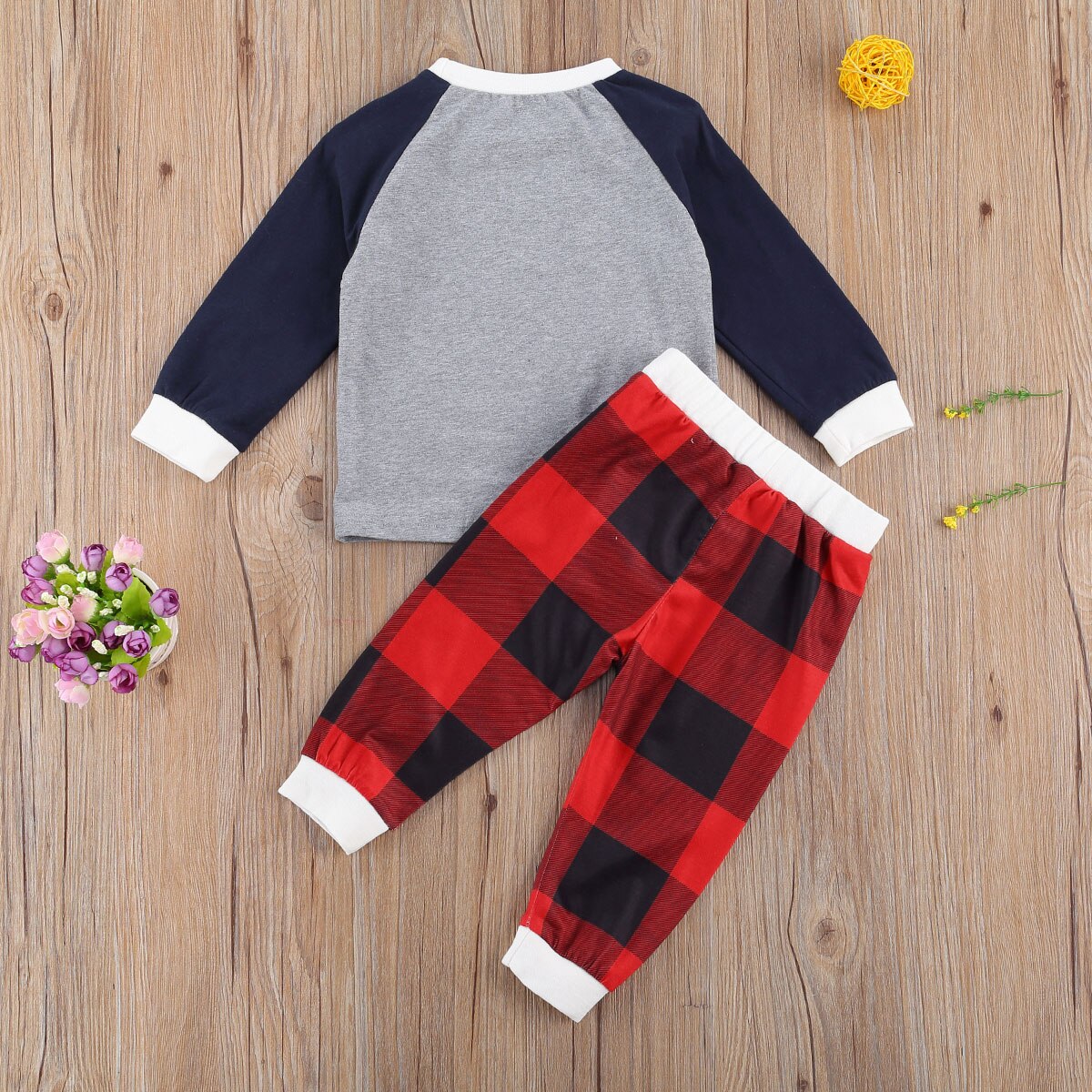 Ma&Baby 1-6Y Christmas Toddler Kid Boys Pajama Sets Deer Long Sleeve Top Plaid Pants Xmas Outfits Children Clothing