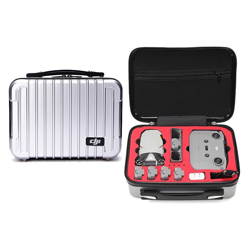 DJI-bolsa de viaje portátil para Dron Mavic Mini 2, bolsa de almacenamiento resistente al agua de gran capacidad: Silver case Red