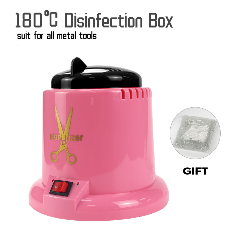 Sterilizer for Nails Tools High Temperature Sterilizer Disinfection Box Nail Sterilizer Tools For Sterilization with Glass Ball: Pink Sterilizer