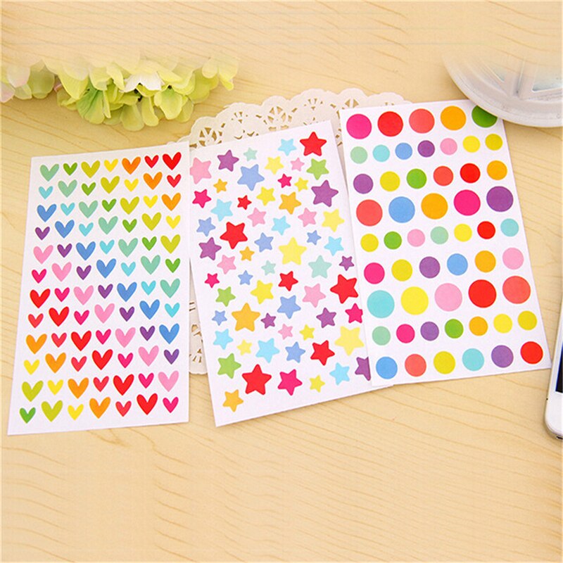 6PCS children Kawaii diy paper colorized heart star stationery album diary scrapbooking decoration sticker toys