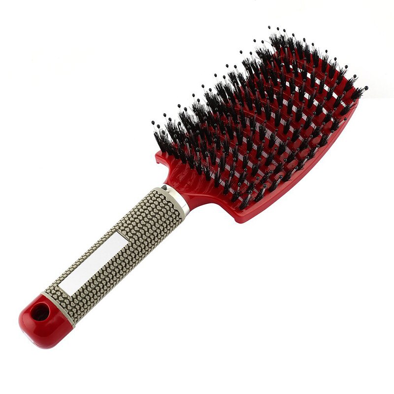 1Unit Brushy Haarborstel Anti Klit Haarborstel Vrouwen Vrouwelijke Haar Hoofdhuid Massage Kam Haarborstel Natte Krullend Ontwarren Haar Borstel Brushie: red