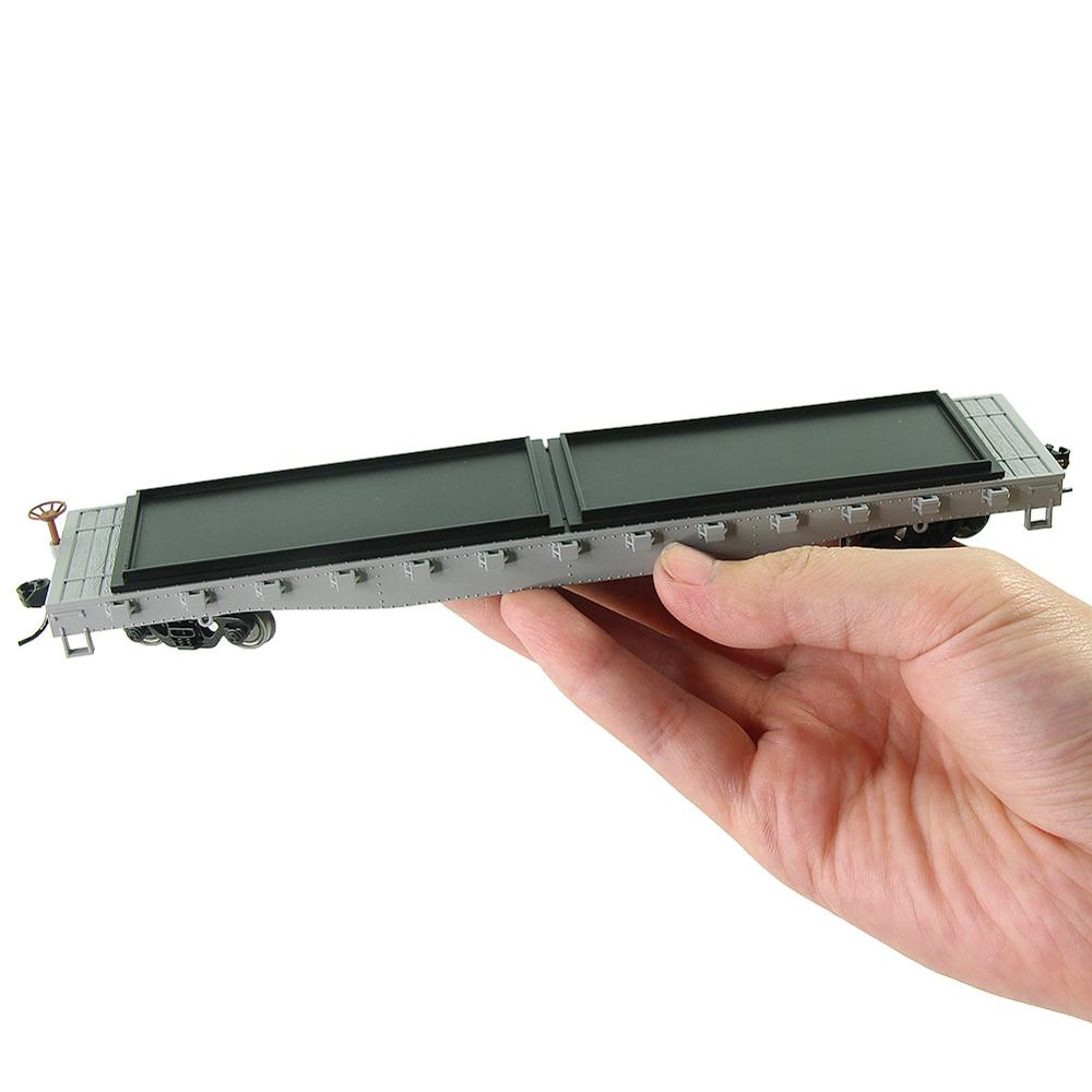 Transporteur de voiture plat 52 ", à échelle HO, 1 pièce, modèle 1/87, 52 pieds, conteneur de Train, transport de marchandises, 1 pièce C8741DS: Gris