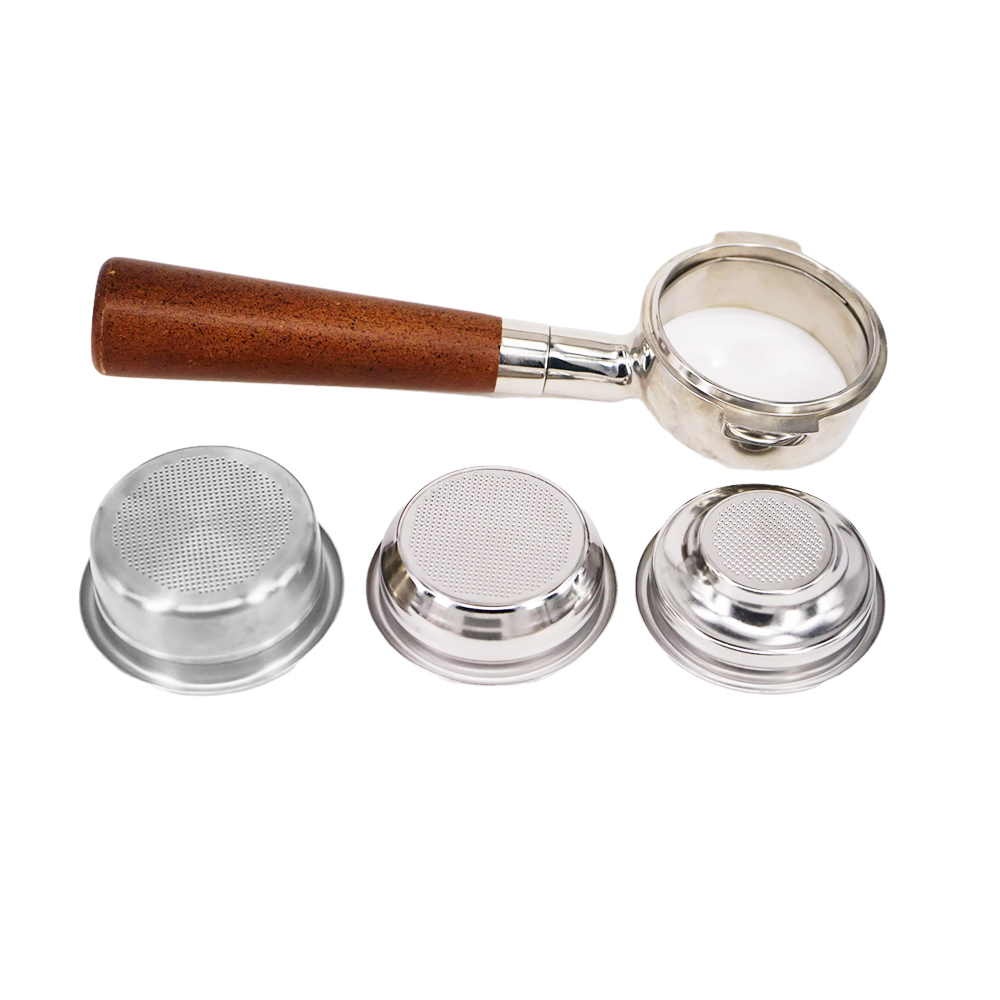 4Pcs Wareset Breville Delonghi Krups 58Mm Koffie Bodemloze Filterhouder Filter Manden Cup Espresso Coffeeware Tool Set