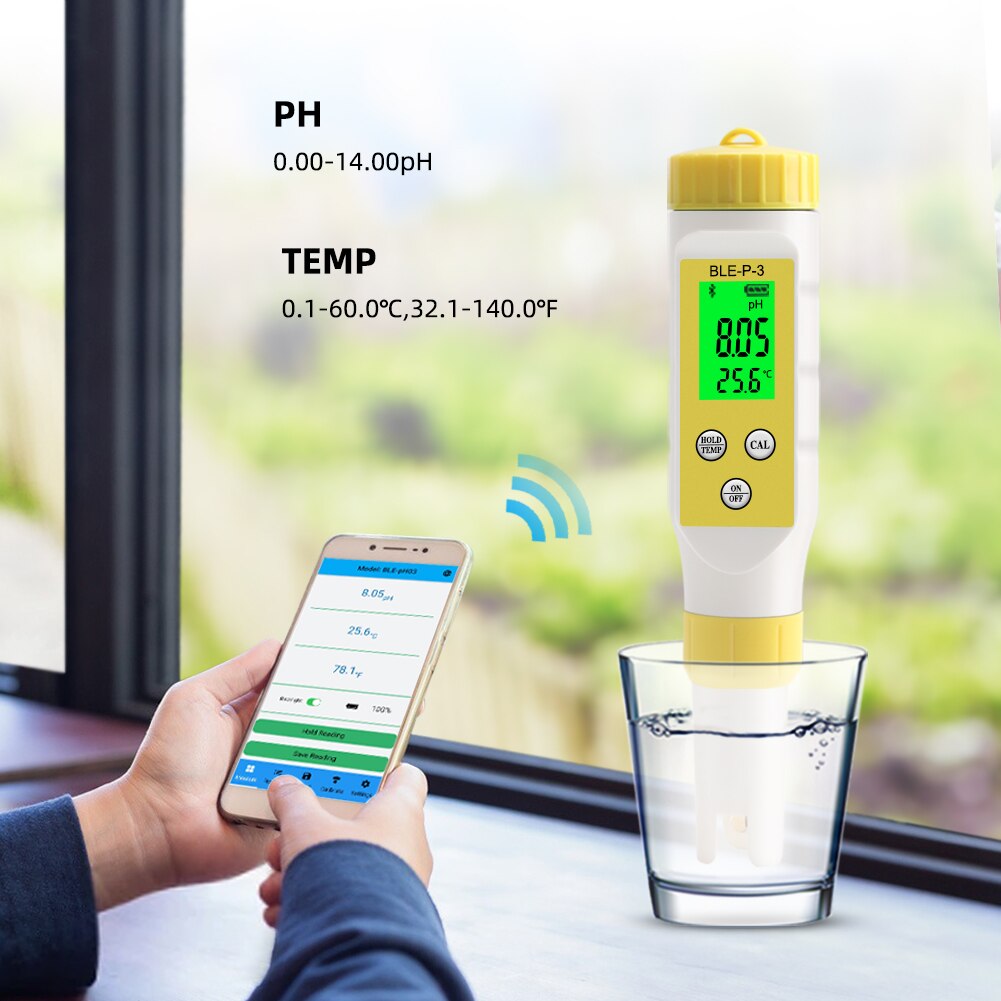 Hoge Precisie Temp Ph Meter Blue Tooth Online Monitor Drinkwater Zuurgraad Tester App Controle Voor Laboratorium Aquarium