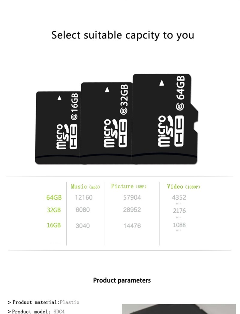 Tarjeta de memoria N_eye para cámara ip, accesorios de cámara wifi, 16GB, 32GB, 64GB, SD, 1 Uds.
